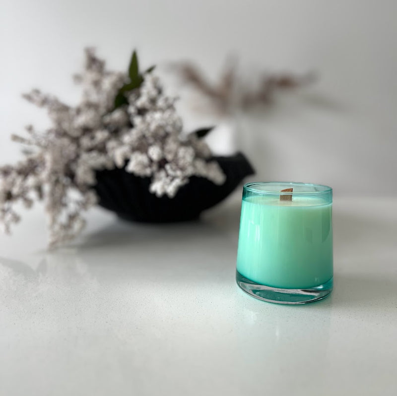 Coloured glass candles